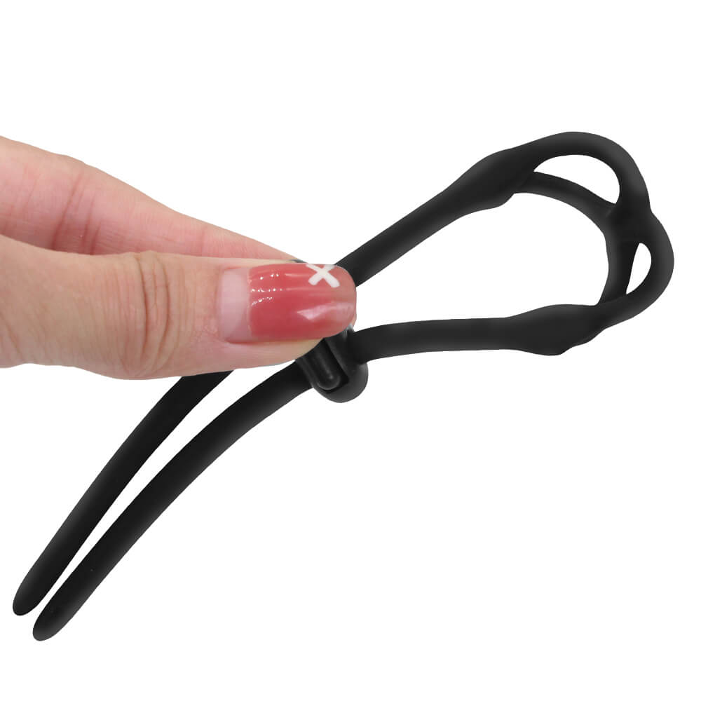 Black Silicone Adjustable Penis Ring Sex Toy for Adult Men Male sex toy