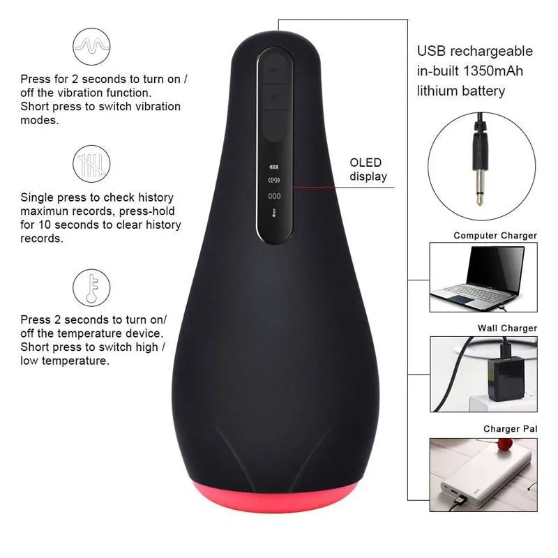 Otouch Airturn Oral Vibrating Heating Sucking Auto Men Masturbator Male sex toy