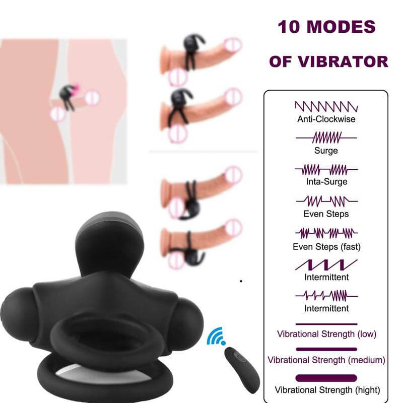 Bullet Double Rings 10 Vibrating Men Penis Ring Male sex toy