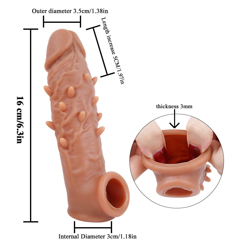 6.3in Spiked Cock Sheath Barbed Silicone Sleeve Extenter Condom Male sex toy