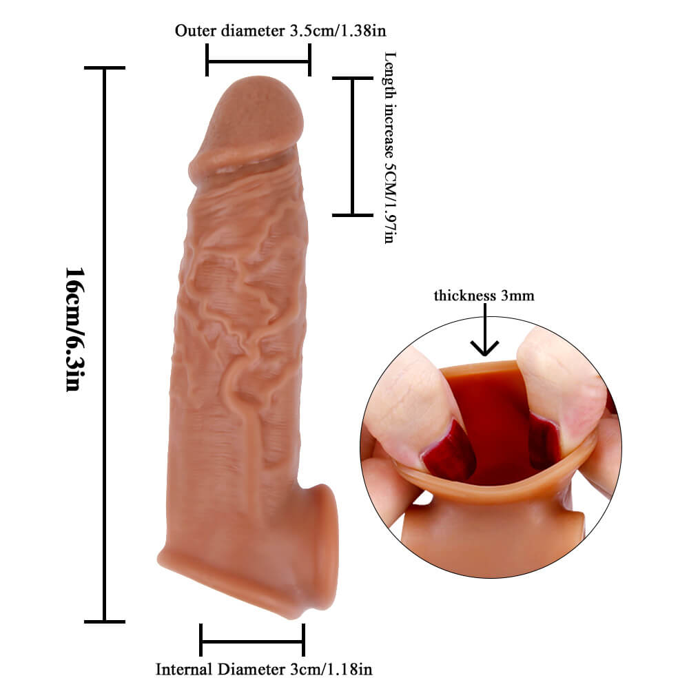 6.3in Stretchy Elastic Extended Thickened Cock Sheath Sleeve For Men Male sex toy