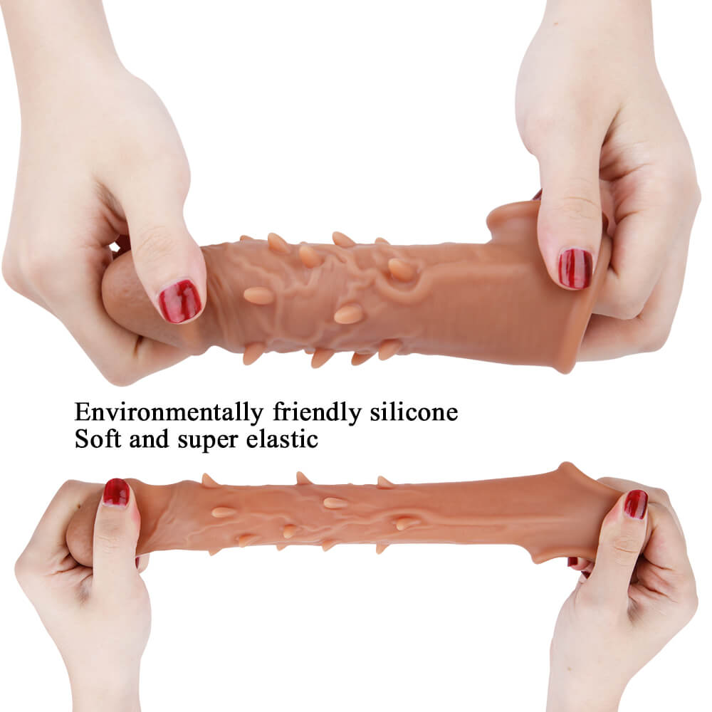 6.3in Spiked Cock Sheath Barbed Silicone Sleeve Extenter Condom Male sex toy