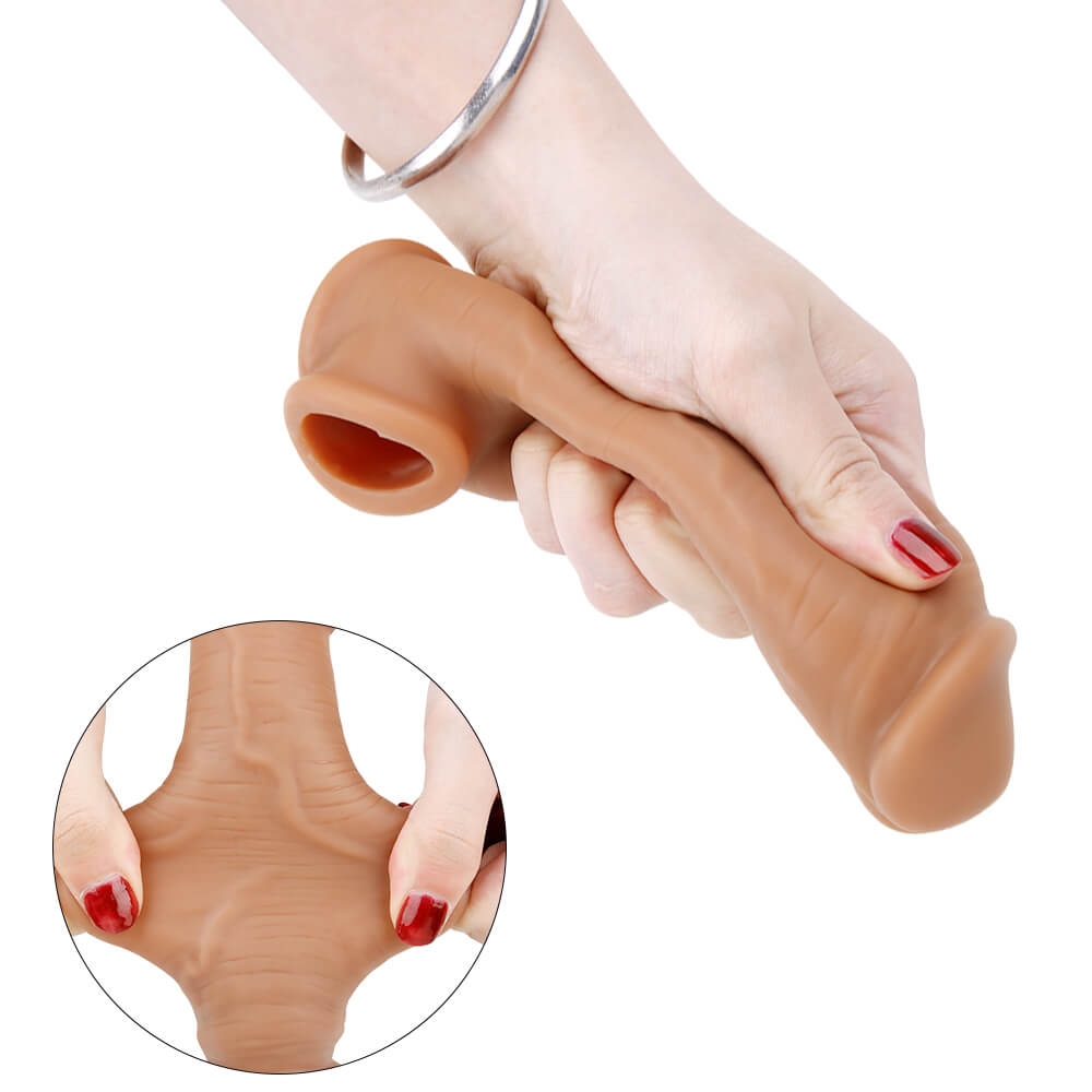 6.3in Super Stretchy Realistic Cock Sleeve Extension With Blue Veins Male sex toy