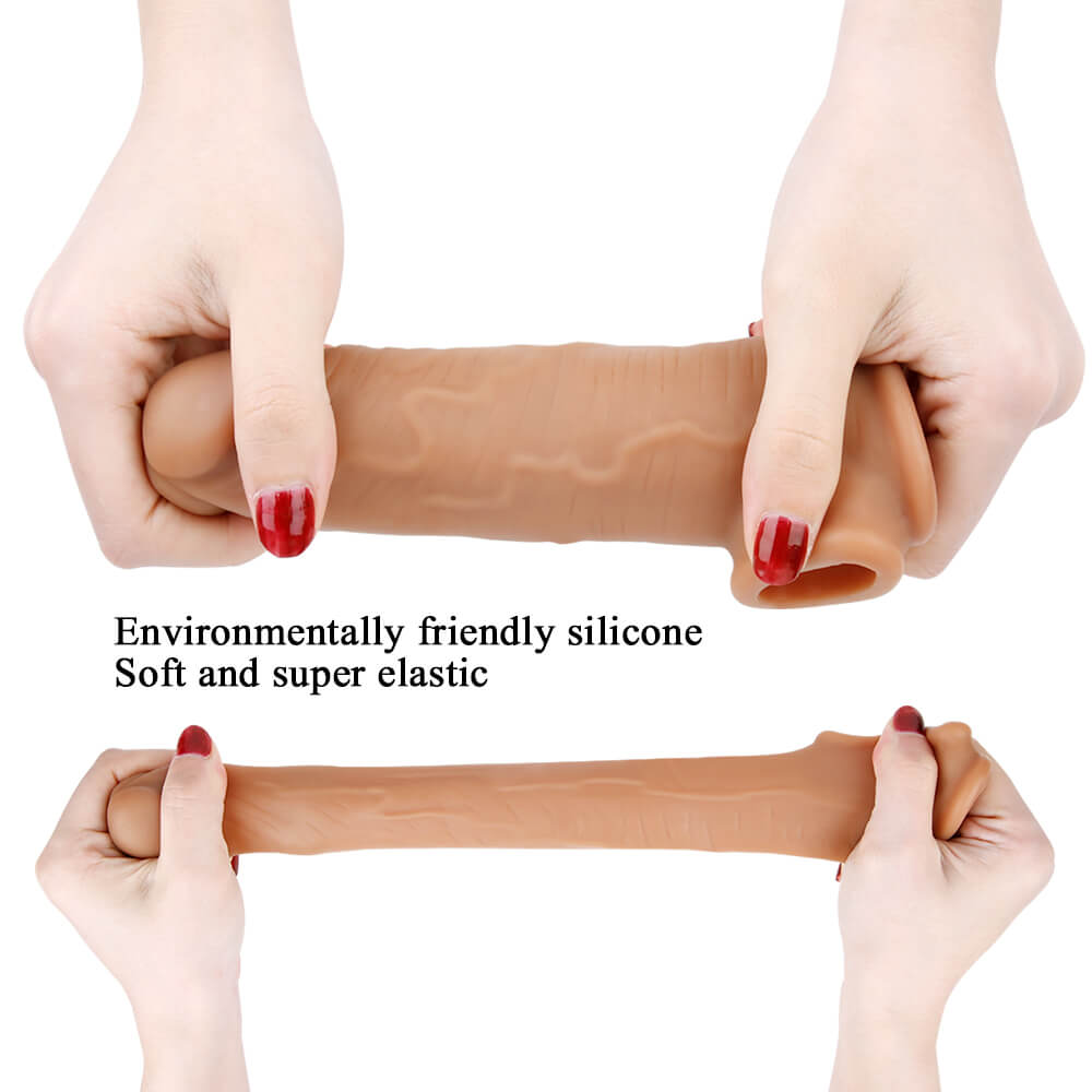 6.3in Super Stretchy Realistic Cock Sleeve Extension With Blue Veins Male sex toy