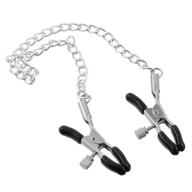 Leather Collar With Nipple Clamps Chain SM Sex Toy For Men Male sex toy