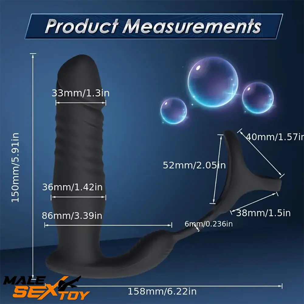 5.91in Black Auto Vibrating Thrusting APP Dildo With Cock Ring Male Sex Toy
