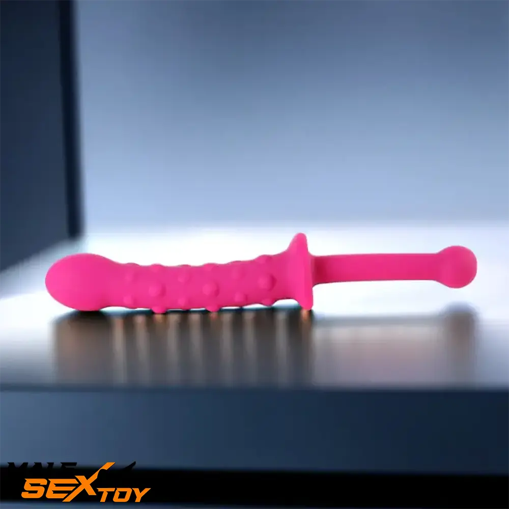 9.45in Unisex Soft Silicone Big Spiked Dildo With Handle For Adult Male Sex Toy