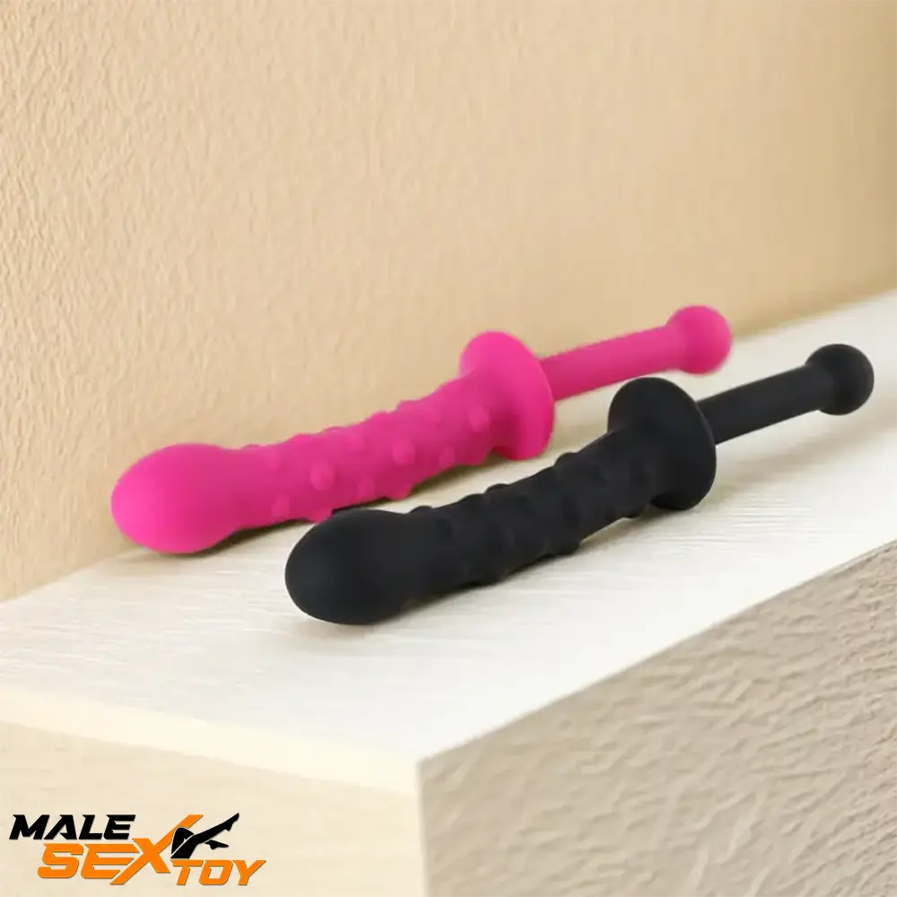 9.45in Unisex Soft Silicone Big Spiked Dildo With Handle For Adult Male Sex Toy