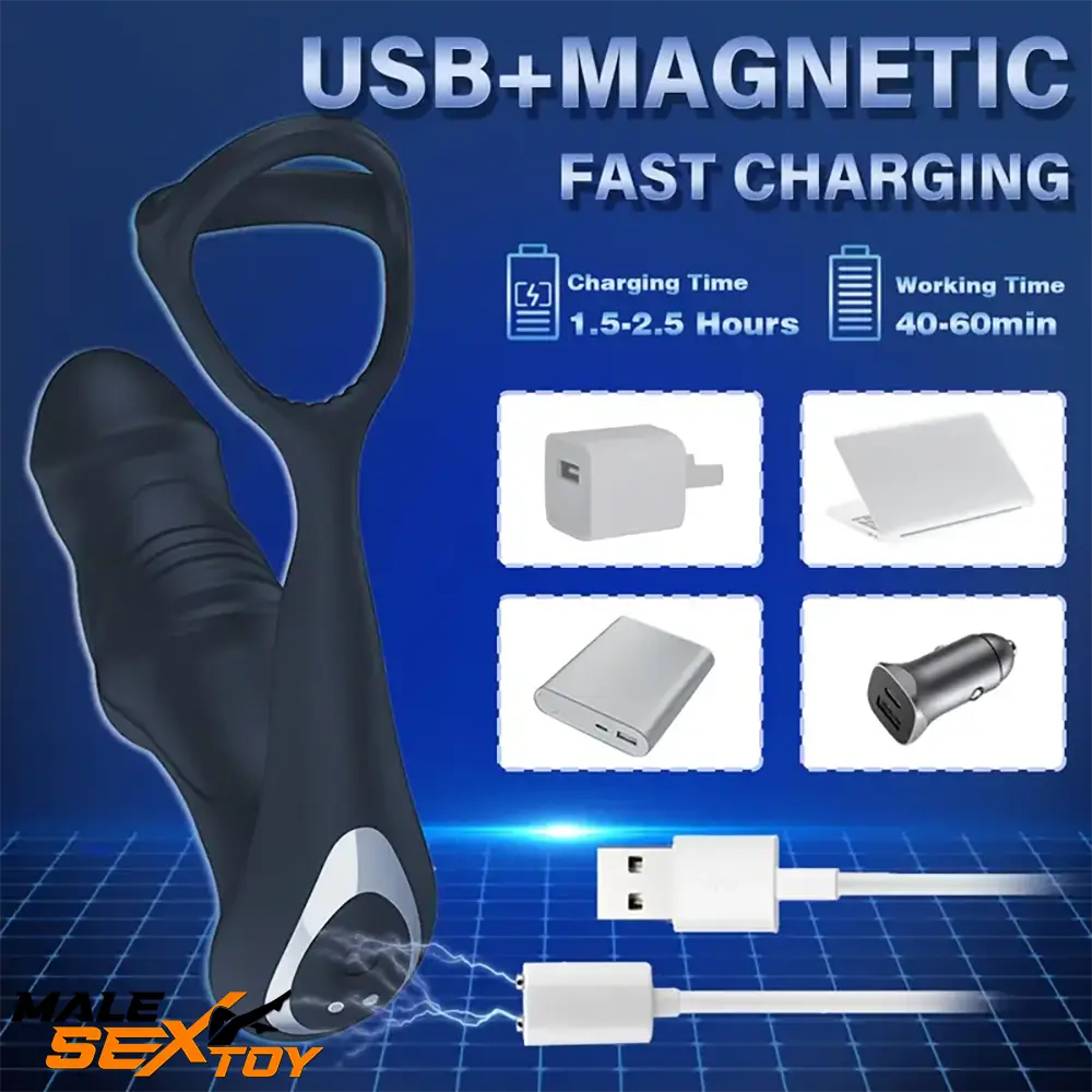 6.18in Unisex Soft Silicone Thrusting Vibrating Wiggling Auto Dildo Male Sex Toy