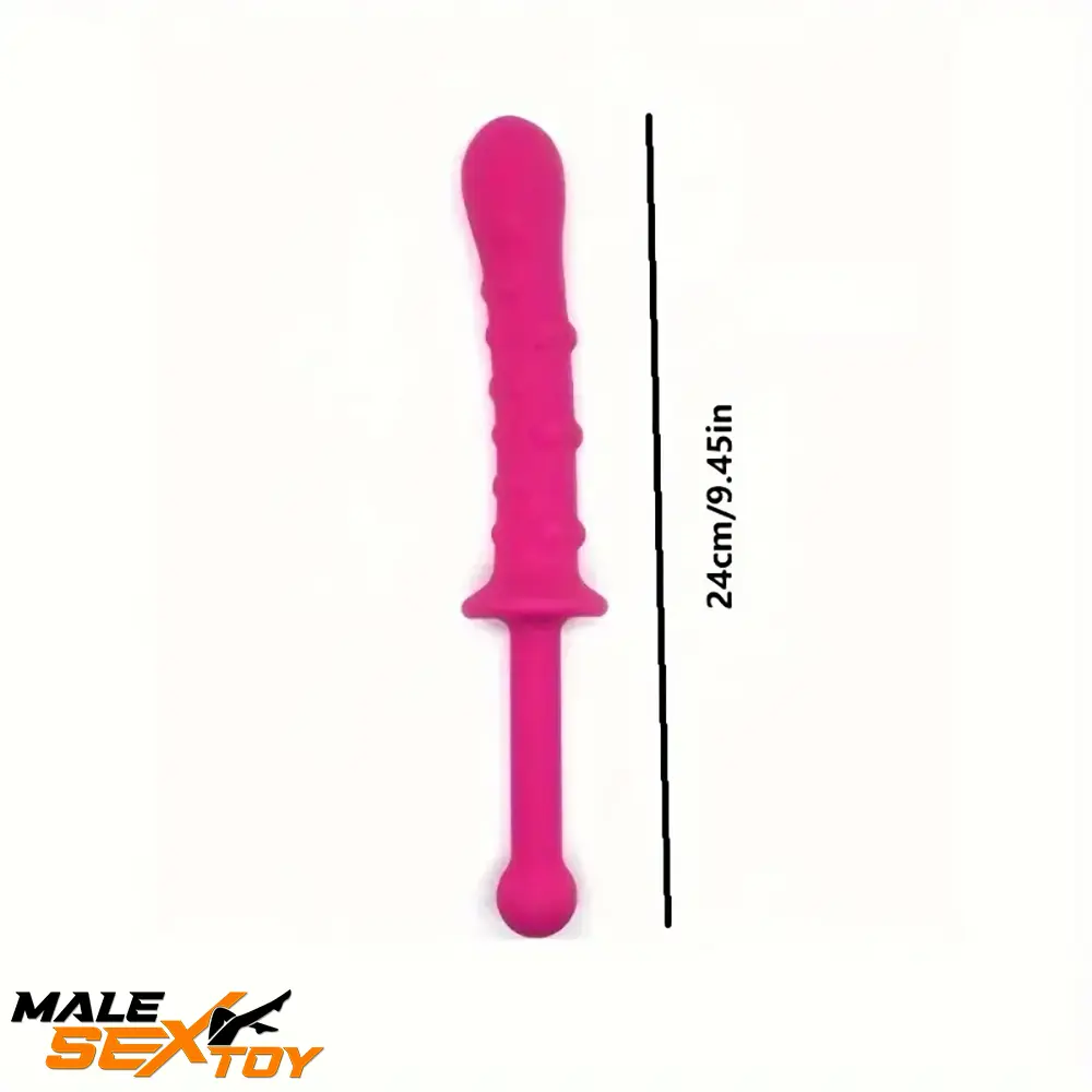9.45in Unisex Soft Silicone Big Spiked Dildo With Handle For Adult Male Sex Toy
