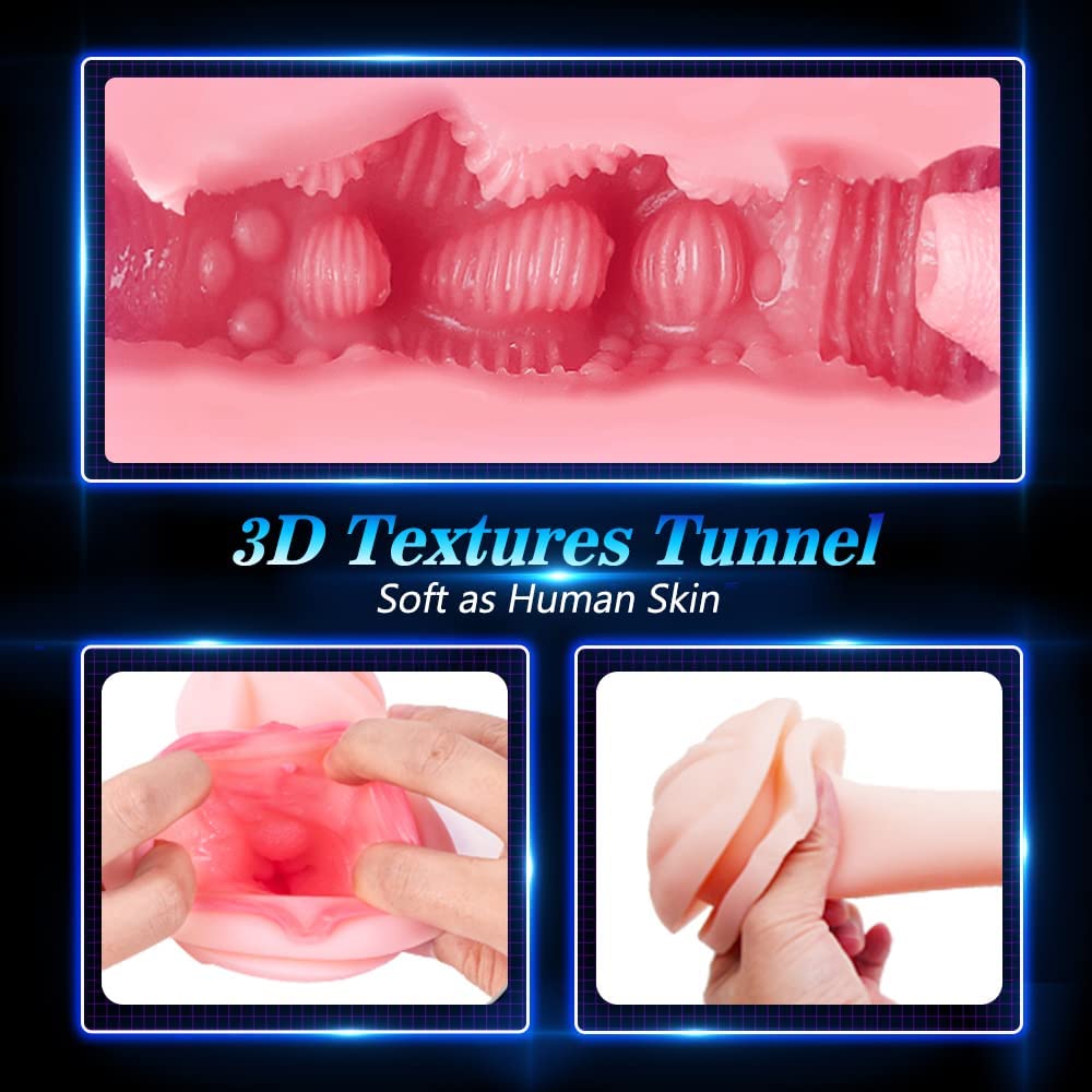 Superb Thrusting 3D Texture Tunnel Vibrating Pocket Pussy Masturbator Male sex toy