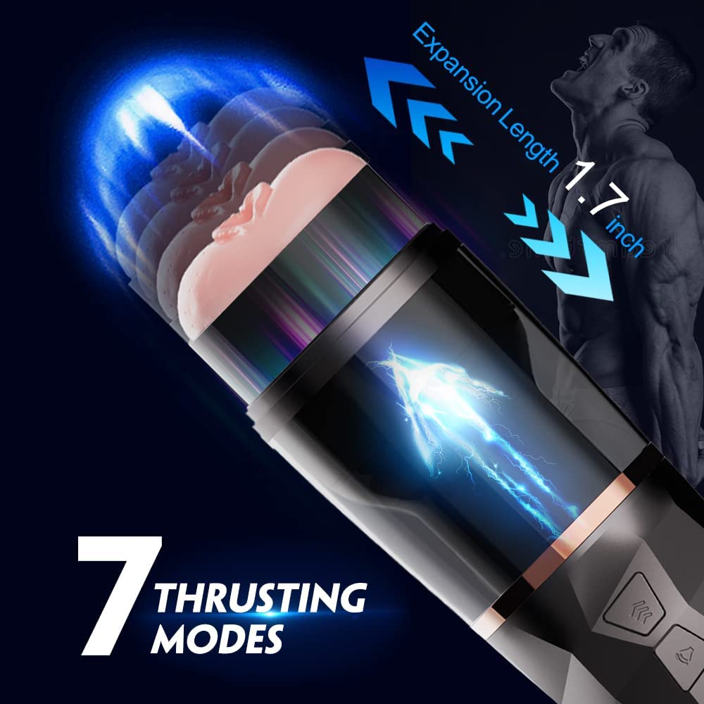 Superb Thrusting 3D Texture Tunnel Vibrating Pocket Pussy Masturbator Male sex toy