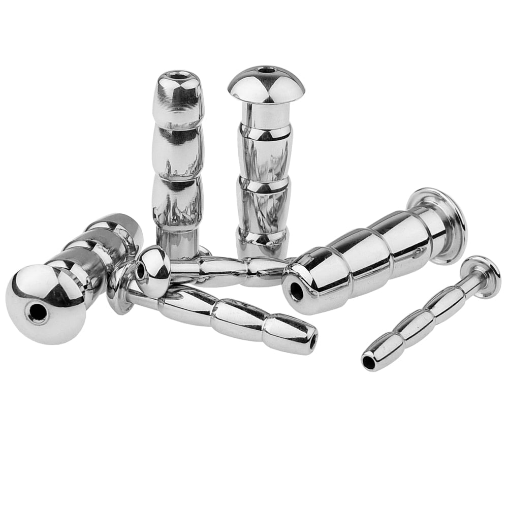 Metal Hollow Urethral Sounding Penis Plug Cum Stopper For Male Sex Male sex toy