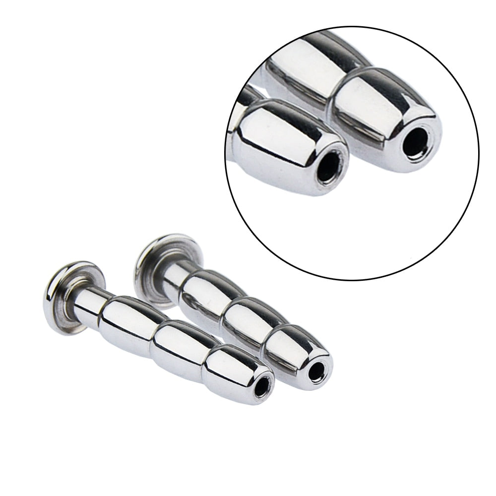 Metal Hollow Urethral Sounding Penis Plug Cum Stopper For Male Sex Male sex toy