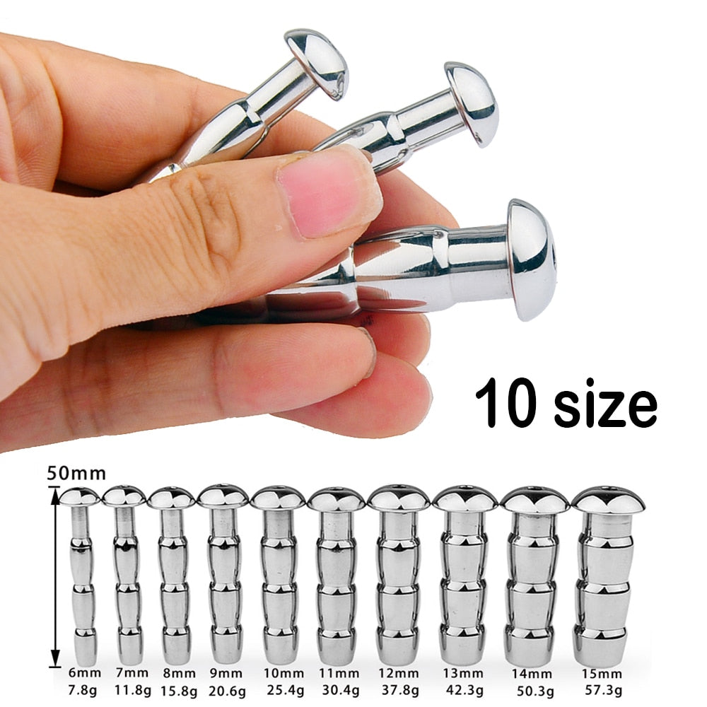 Metal Hollow Urethral Sounding Penis Plug Cum Stopper For Male Sex Male sex toy
