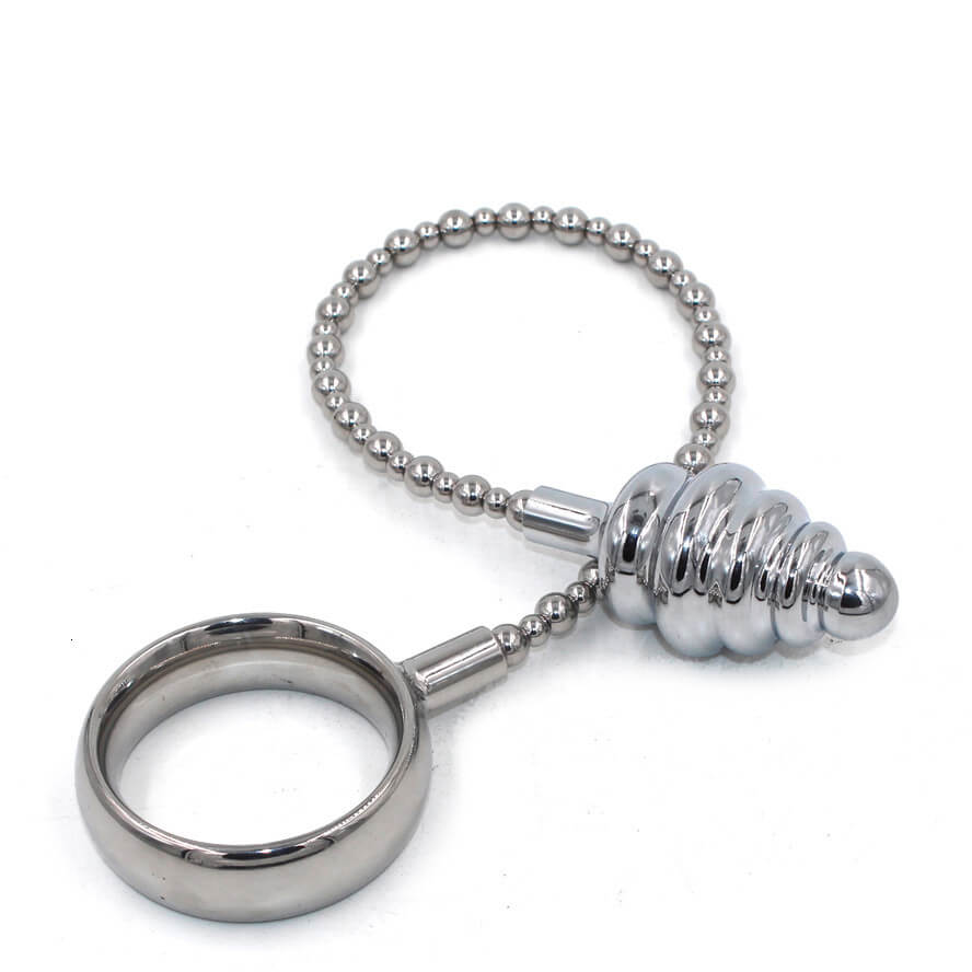 Stainless steel Cock Ring With Anal Beads For Men Prostate Stimulating Male sex toy