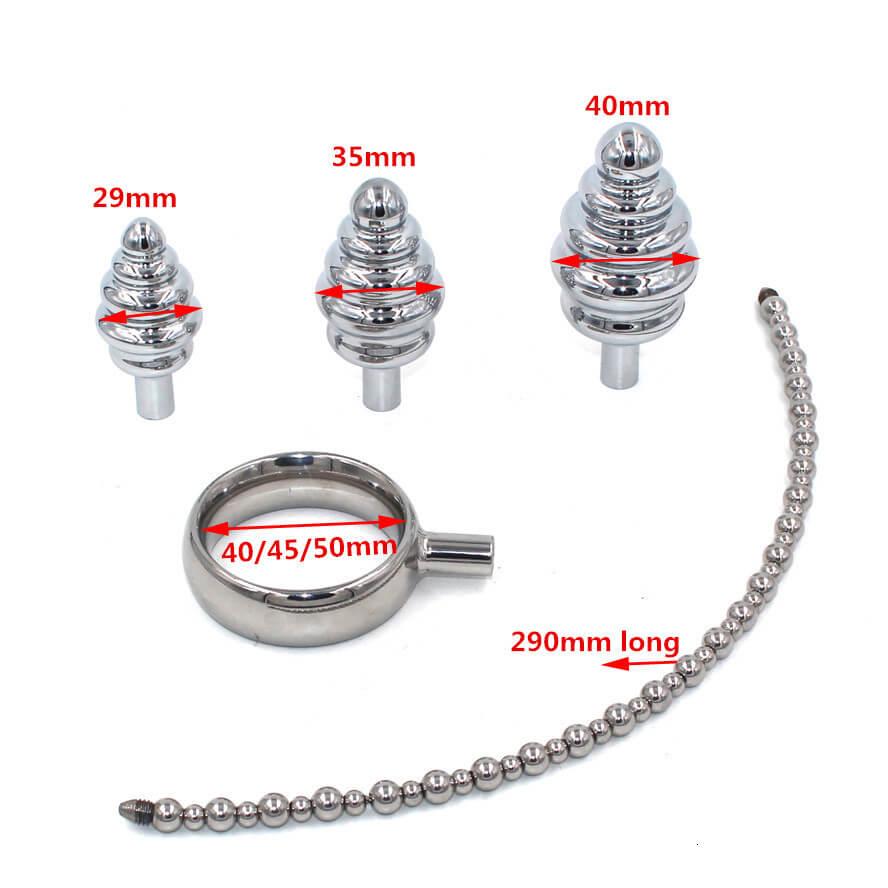 Stainless steel Cock Ring With Anal Beads For Men Prostate Stimulating Male sex toy