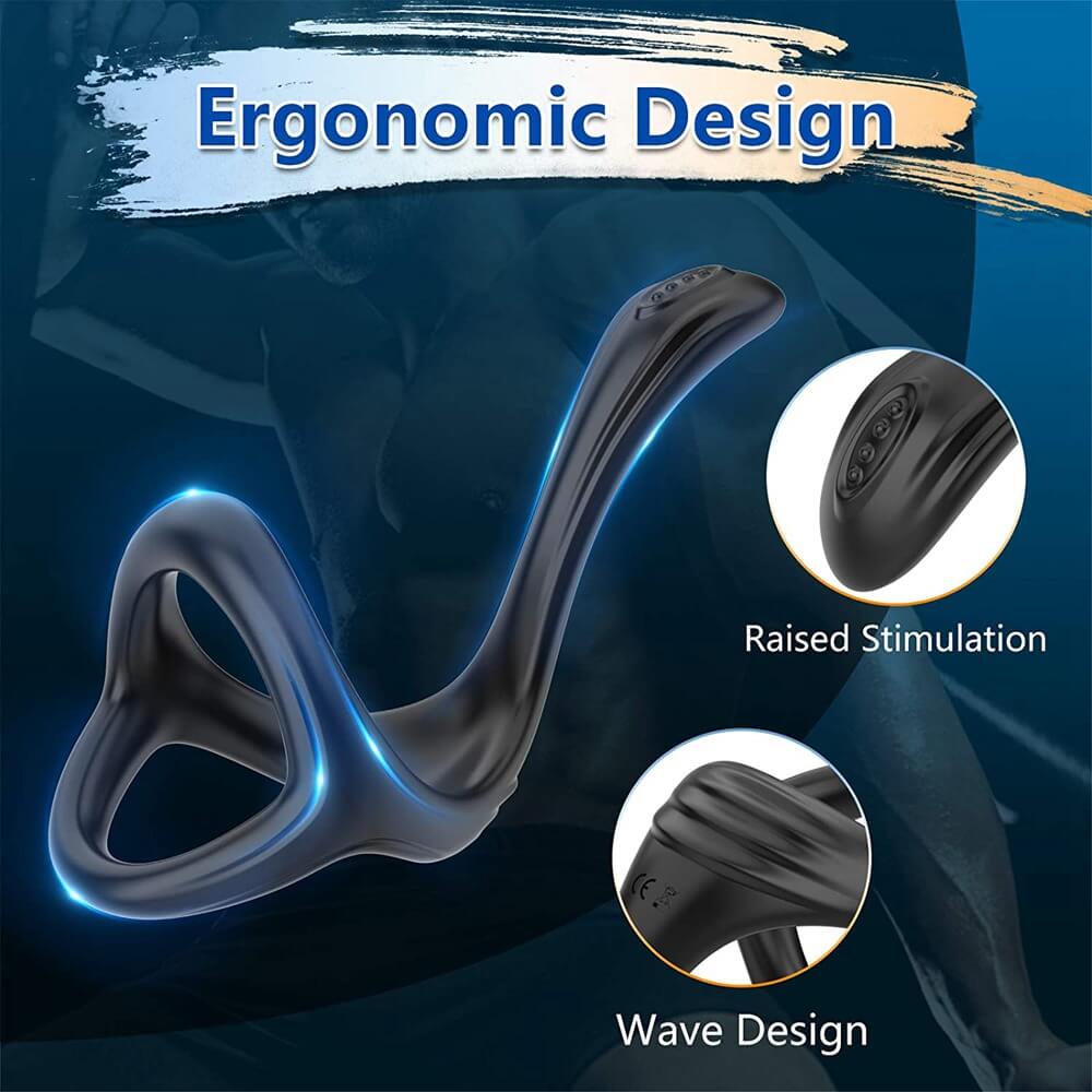 Ergonomic Triple Cock Ring With Butt Plug For Men Delay Ejaculation Male sex toy