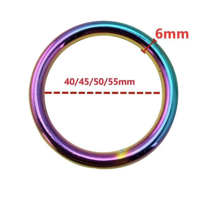 Rainbow Metal Cock Ring Scrotum Stretcher Restraint Delay Ejaculation Male sex toy