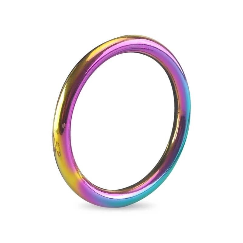 Rainbow Metal Cock Ring Scrotum Stretcher Restraint Delay Ejaculation Male sex toy