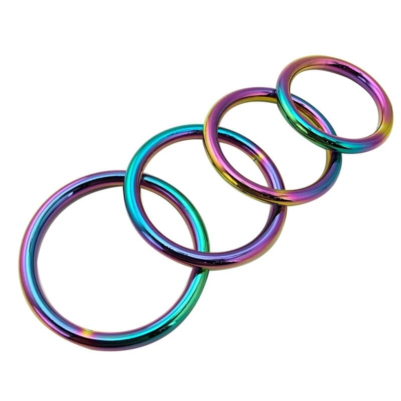 Rainbow Metal Cock Ring Scrotum Stretcher Restraint Delay Ejaculation Male sex toy
