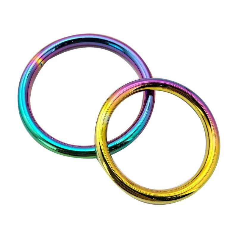Rainbow Metal Cock Ring Scrotum Stretcher Restraint Delay Ejaculation Male sex toy