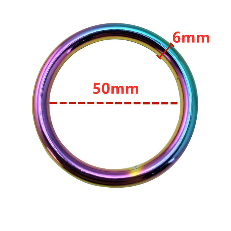 Rainbow Metal Cock Ring Scrotum Stretcher Restraint Delay Ejaculation Male sex toy