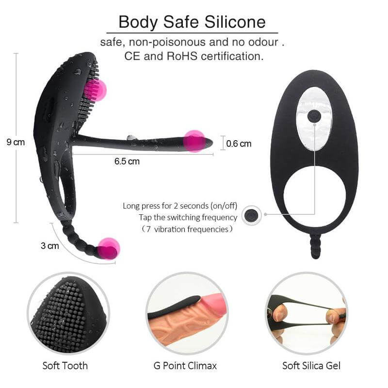 Body Safe Silicone 7 Vibrating Cock Ring For Men Women Male sex toy