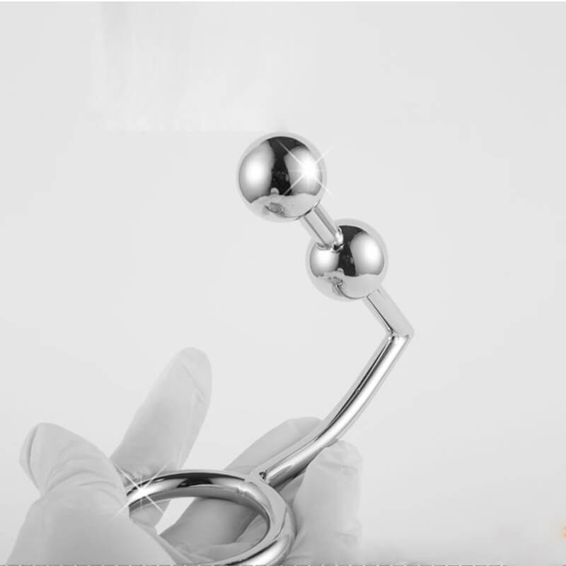 Stainless Steel Cock Ring With Anal Hook For Anus Prostate Massaging Male sex toy