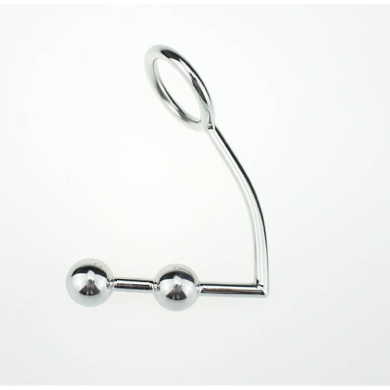 Stainless Steel Cock Ring With Anal Hook For Anus Prostate Massaging Male sex toy
