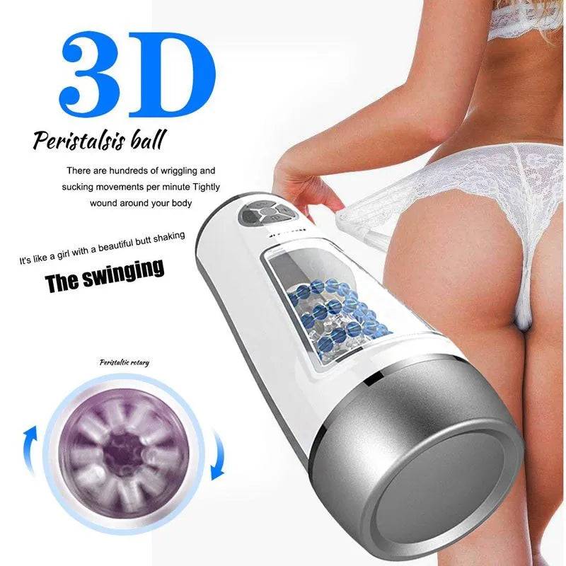 Thrusting Rotating 3D Channel Real Automatic Male Masturbator Male sex toy
