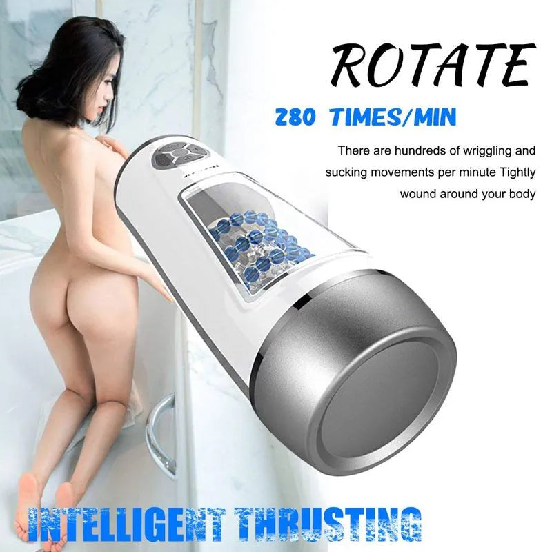 Thrusting Rotating 3D Channel Real Automatic Male Masturbator Male sex toy