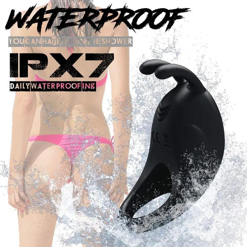 Hands-free Black Cock Ring Adjustable Vibrator Sex Toy Male sex toy