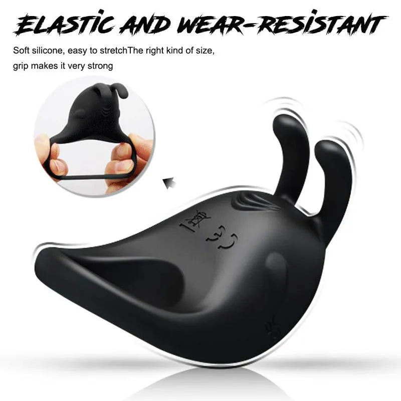 Hands-free Black Cock Ring Adjustable Vibrator Sex Toy Male sex toy