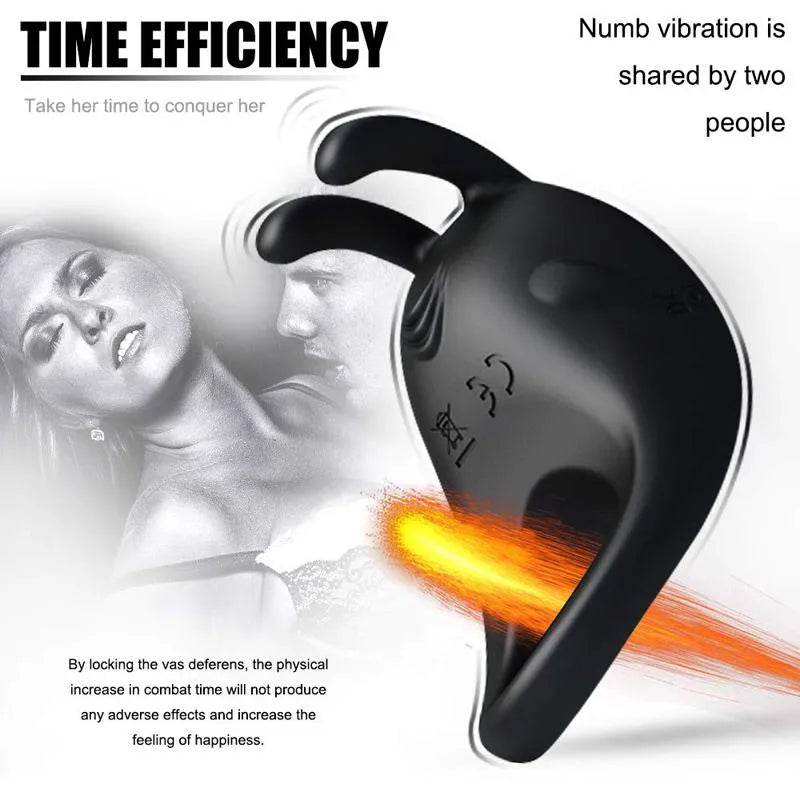 Hands-free Black Cock Ring Adjustable Vibrator Sex Toy Male sex toy