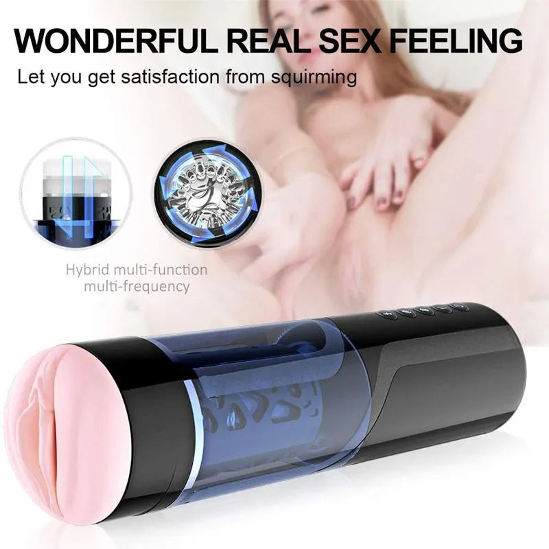 Multi Vibrating Frequencies Secret Pocket Pussy Bluetooth Masturbator Male sex toy