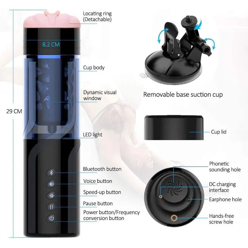 Multi Vibrating Frequencies Secret Pocket Pussy Bluetooth Masturbator Male sex toy