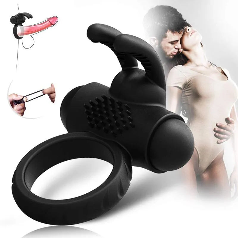 Rabbit Vibrator Flirting Cock Ring With Bullet For Men Masturbation Male sex toy