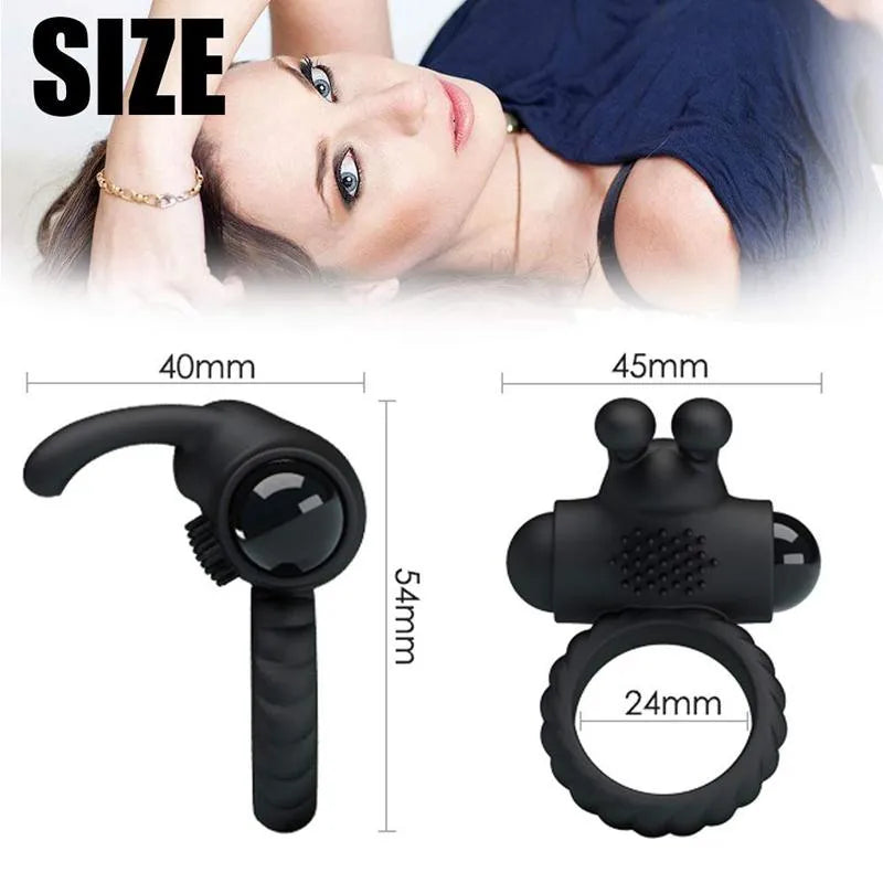 Rabbit Vibrator Flirting Cock Ring With Bullet For Men Masturbation Male sex toy