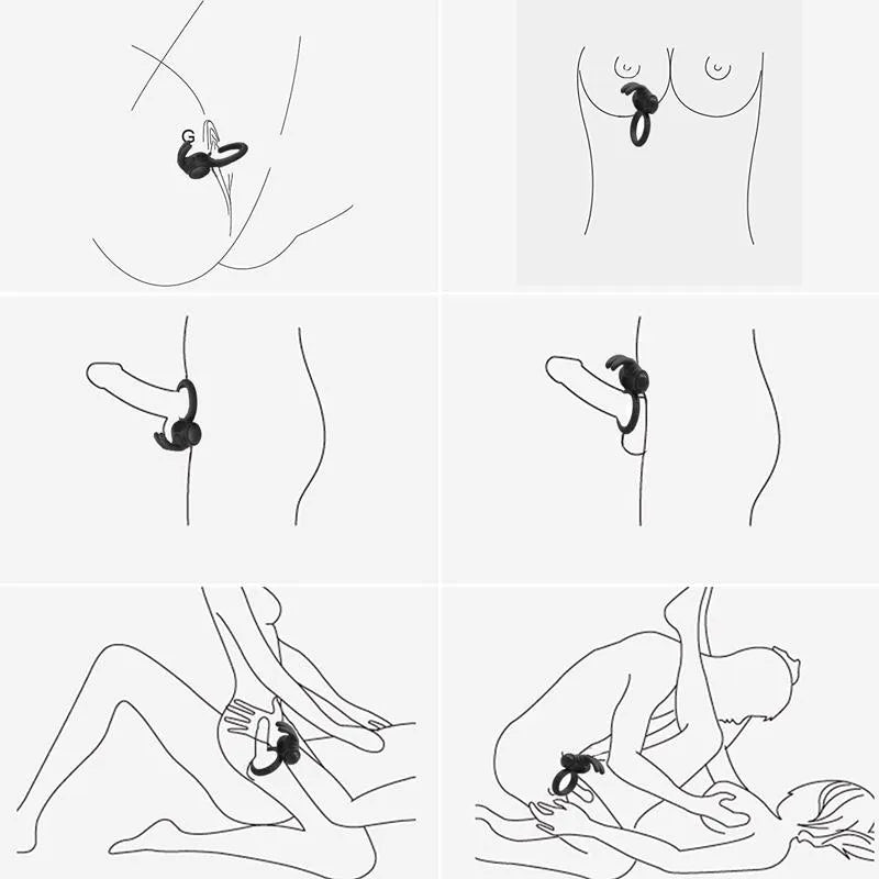 Rabbit Vibrator Flirting Cock Ring With Bullet For Men Masturbation Male sex toy