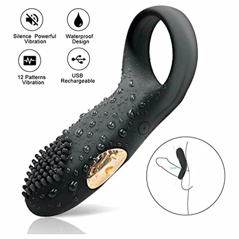 12 Vibrating Modes Soft Cock Ring Male Sex Toy For Sex Orgasm Male sex toy