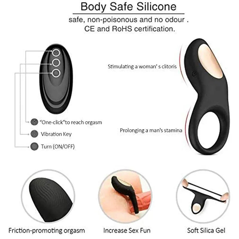 Body Safe Rechargeable Adult Men Cock Ring For Sex Orgasm Male sex toy