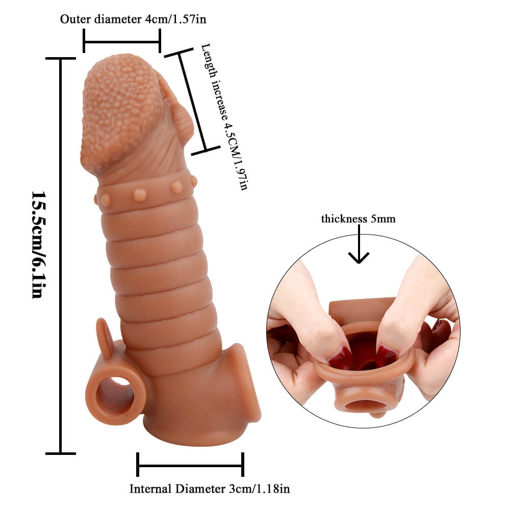 6.1in Liquid Silicone Extension Condom Vibration Cock Sleeve For Males Male sex toy