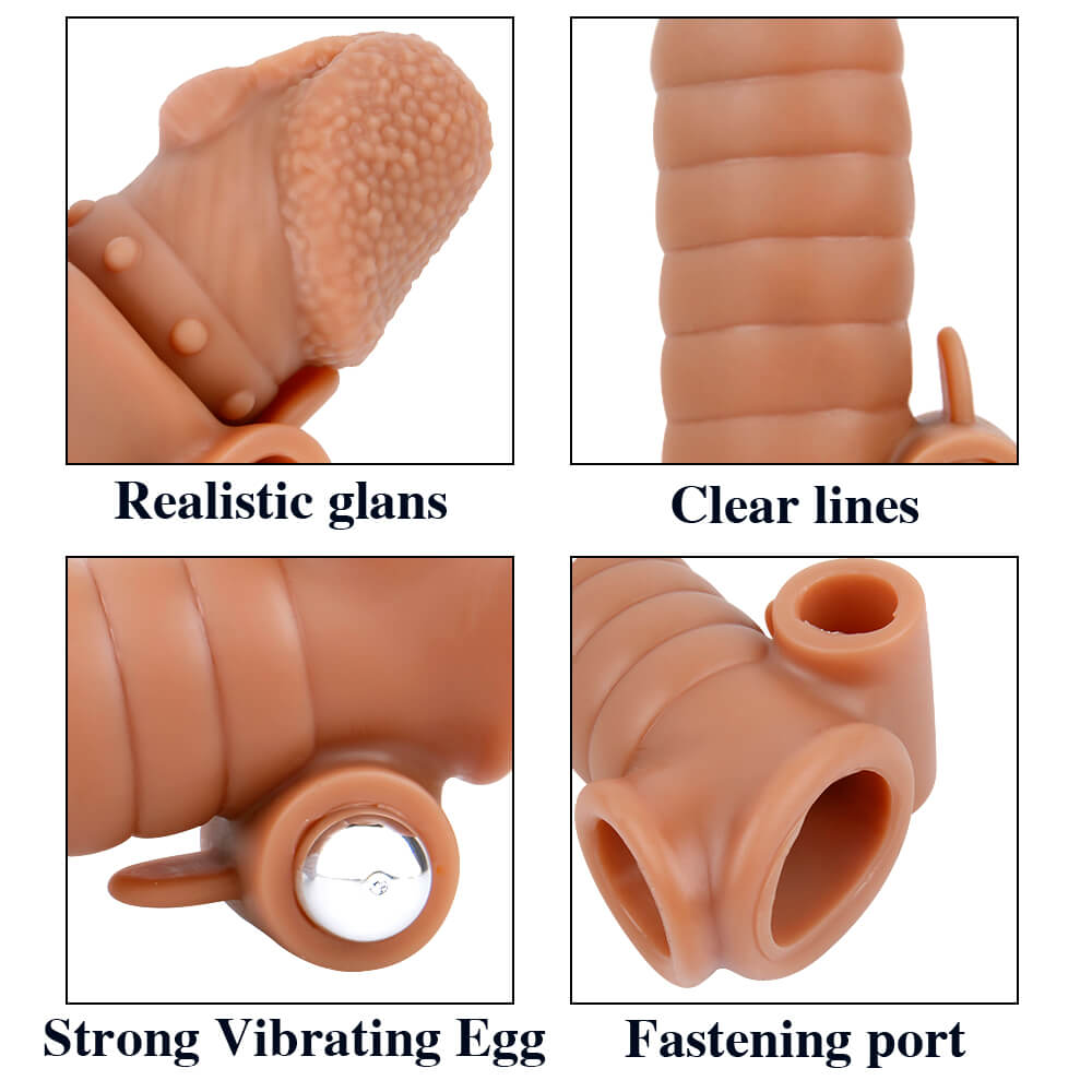 6.1in Liquid Silicone Extension Condom Vibration Cock Sleeve For Males Male sex toy
