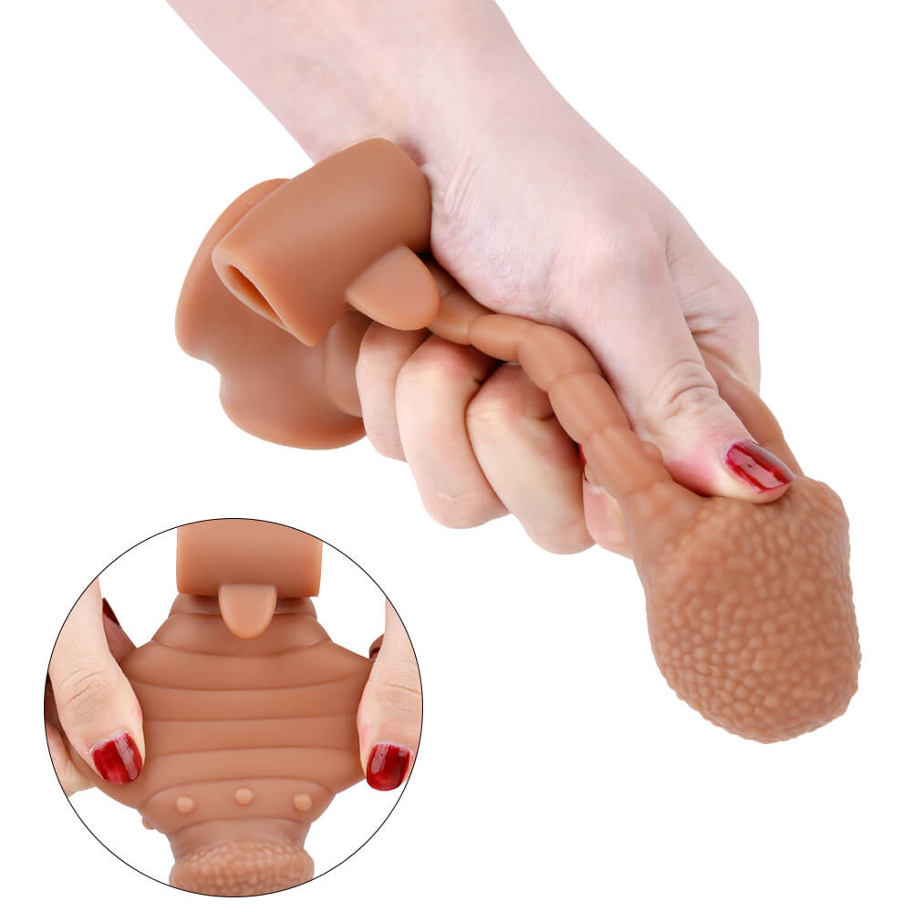 6.1in Liquid Silicone Extension Condom Vibration Cock Sleeve For Males Male sex toy