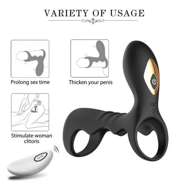 Dual Rings Remote Control 10 Frequencies Vibrating Cock Ring Male sex toy