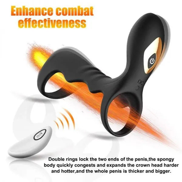 Dual Rings Remote Control 10 Frequencies Vibrating Cock Ring Male sex toy