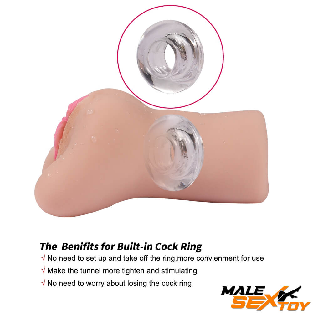 Realistic TPR Real Sex Vagina Pocket Pussy With built-in Cock Ring Male sex toy
