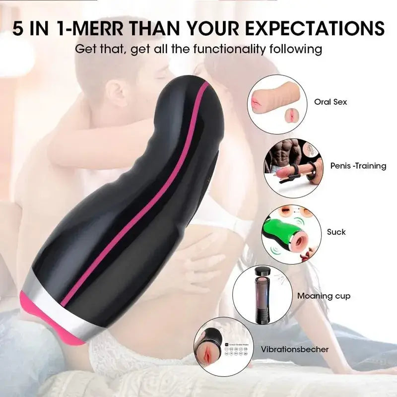 7 Sucking 7 Vibraing Moans Heating Hands Free Men Masturbator Male sex toy