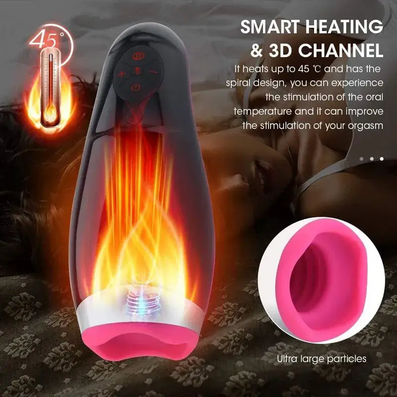 7 Sucking 7 Vibraing Moans Heating Hands Free Men Masturbator Male sex toy